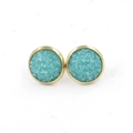 Detail of 12mm gold-plated stainless steel stud earrings with mint green resin druzy - Mint Green (28)