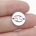 Silver mirror finish stainless steel Cancer zodiac charm with hollow design for DIY jewelry - Cancer Style (Steel 4)