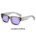 Lunettes de soleil carrées rétro monture gris transparent avec verres violets - Monture Gris Transparent Verres Violets (C5/GRAY PURPLE)