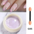 Vue détaillée de la poudre à ongles aurora G05 avec applicateur pinceau éponge double - Poudre Aurora Solide G05
