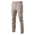 Detailaufnahme einer khakifarbenen Chino-Hose aus Baumwolle mit Knopfleiste - 30 / Unterteile / Khaki