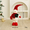 Telescopic Christmas snowman plush with red sequin hat and green sequin top decoration - Standing-Snowman
