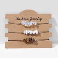 Three-piece irregular stone beaded bracelet set with opal and tiger eye on display card - FK0053 Opal Tiger Eye Crushed Stone Set