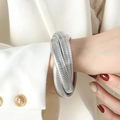 Silver layered snake-textured wrap bracelet in stainless steel for a modern look - Steel Color (Z010)