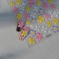 Autocollants 3D pour ongles à motifs floraux colorés avec texture en relief 3D - Fleurs Stéréoscopiques Colorées (FEB-921)