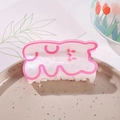 Cute white cartoon bear hair claw clip with pink details on a decorative plate - Pink Rabbit 8.3cm