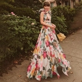 Vestido largo floral con escote en V y aberturas en la cintura para vacaciones en la playa - S / Conjunto de bañador de una pieza con escote en V profundo