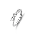 Adjustable S925 sterling silver ring featuring an elegant wheat ear design with zircons - Women's Ring