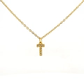Minimalist gold stainless steel necklace with a sparkling pavé diamond letter T pendant - Gold Letter T