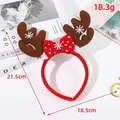 Christmas reindeer antler headband with a red polka dot bow and white snowflakes - Style 8 (Brown Antlers + Red Polka Dot Bow)