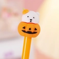 Penna arancione di Halloween con orsetto bianco e cappello a zucca decorativo - Zucca Cucciolo