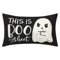 Black linen Halloween pillowcase with white ghost and 'This is Boo Sheet' text design - Style 13-Black BOO Sheet