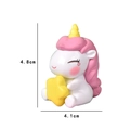 Cute white unicorn cake topper with pink mane and yellow star decoration, 4.8cm height - Pink with Star