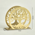 Porte-serviettes arbre de vie en métal doré, dimensions 12,5 cm de haut et 15 cm de large - Style Arbre Creux Rond - Or