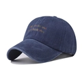 Gorra de béisbol de algodón lavado azul marino con eslogan bordado en la parte frontal - Ajustable / Azul marino