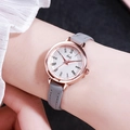 Gedi minimalist small quartz watch with rose gold case and grey leather strap for women - Rose Gold Case Grey Leather Strap