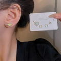 Iridescent gemstone stud earring set in S925 silver with heart and star designs - Aurora Gradient Star Heart Set