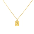 Minimalist 18k gold plated square pendant necklace featuring zircon pavé letter Z design - Letter Z(S-N150-Z)