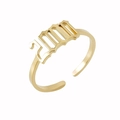 18K gold-plated stainless steel open ring featuring a gothic year 2000 lucky number - 2000