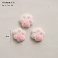 Set of 3 cat paw wool felt DIY accessories in cream and pink, size 4x3.5cm each - No.27 Pack of 3-White Pink Cat Paw
