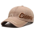 Berretto da baseball in denim marrone vintage con ricamo Classic e cuciture a forma di Z - Regolabile / Marrone