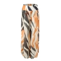 Mesh-Strandhose mit hoher Taille, weitem Bein und abstraktem Print in Orange-Schwarz - S / Dunkel Gestreifte Hose