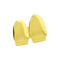 Detailed view of single gold-plated hip hop grillz teeth with metallic reflective finish - Double Tooth Style / Double Teeth Gold