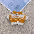 Miniature yellow knit sweater for dolls featuring a white heart pattern and buttons - Turmeric Starry (Button) Sweater