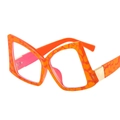 Oversized butterfly eyeglass frames in orange tortoiseshell with gold metal accents - Orange Leopard Frame Transparent Lens