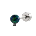 Surgical steel cartilage stud with 4mm blue-green opal ball for ear piercing - Single (4mm) / 12# Dark Green