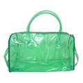 Emerald green transparent PVC beach tote with top handle and large storage capacity - Green