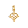 Dettaglio di un ciondolo a cuore celtico placcato oro 24K con cristallo centrale - Croce Cuore (XPLS04)