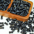 DIY black glass bamboo beads with gold marble texture in a cylindrical dumbbell shape - Black (Brushed Jade 6x12mm)