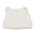 Detalle de gorro de punto blanco crema con orejas de oso y textura de canalé suave - M (56-58cm) / Blanco