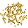 Bulk 14k gold-filled bell flower bead caps for DIY jewelry making on white background - 18K Gold