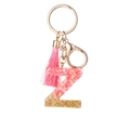 Pink and gold gradient resin letter Z keychain with matching tassel and gold hardware - Pink Gold Foil Z