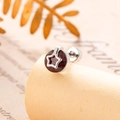 Silver hollow star cartilage piercing with a deep red zircon and screw back closure - Garnet Red (A425-5#)