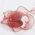 Cinta floral de organza roja con bordes dorados metálicos para decorar ramos DIY - Vino Tinto con Borde Dorado