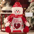 Christmas snowman drawstring gift bag with heart window for sweets and apples - Joyful Christmas Bag - Snowman
