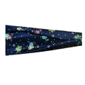 Dark blue sports headband with white polka dots and colorful floral print patterns - 42# Blue Floral White Dot