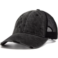 Gorra trucker vintage lavada con malla transpirable y detalles desgastados en la visera - Ajustable / Negro