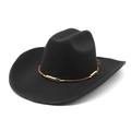 Classic black wool felt jazz hat with curved brim and vintage beaded brown band - M (56-59cm) / Black
