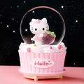 Hello Kitty crystal ball with strawberry on a pink cupcake base resin music box - Pink Cat Strawberry - Right