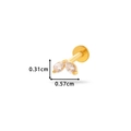 Golden stainless steel labret stud with zircon leaf design and dimensions 0.31cm x 0.57cm - Double Leaf Style (0167-3#) / Gold