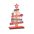 Décoration de table sapin de Noël en bois avec Père Noël et cannes de bonbon rouge et vert - Gnome au chapeau rouge