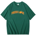 Dark green Sturniolo Triplets varsity t-shirt with orange Fresh Love print - Dark Green