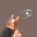 Épingle à cheveux argentée en forme d'épingle de sûreté avec perle blanche chic - Épingle à cheveux en U argentée avec cercle et perle
