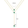Detaillierte Größenübersicht für Smaragd-Y-Halskette mit Maßen für Kette und Anhänger - Grüner Zirkon Gold