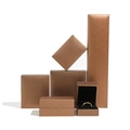 Schmuckbox-Set in Bronze-Bürstoptik für Ringe und Ketten mit edlem schwarzen Samtfutter - Lange Armbandbox / Goldkaffee