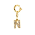 Double-layered gold titanium steel necklace featuring a zircon-inlaid letter N pendant - Letter Pendant-N